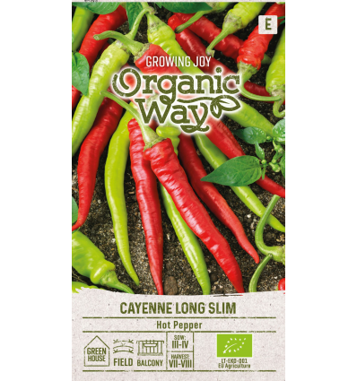 Orgaanilised tšillipipra seemned 'Cayenne Long Slim'
