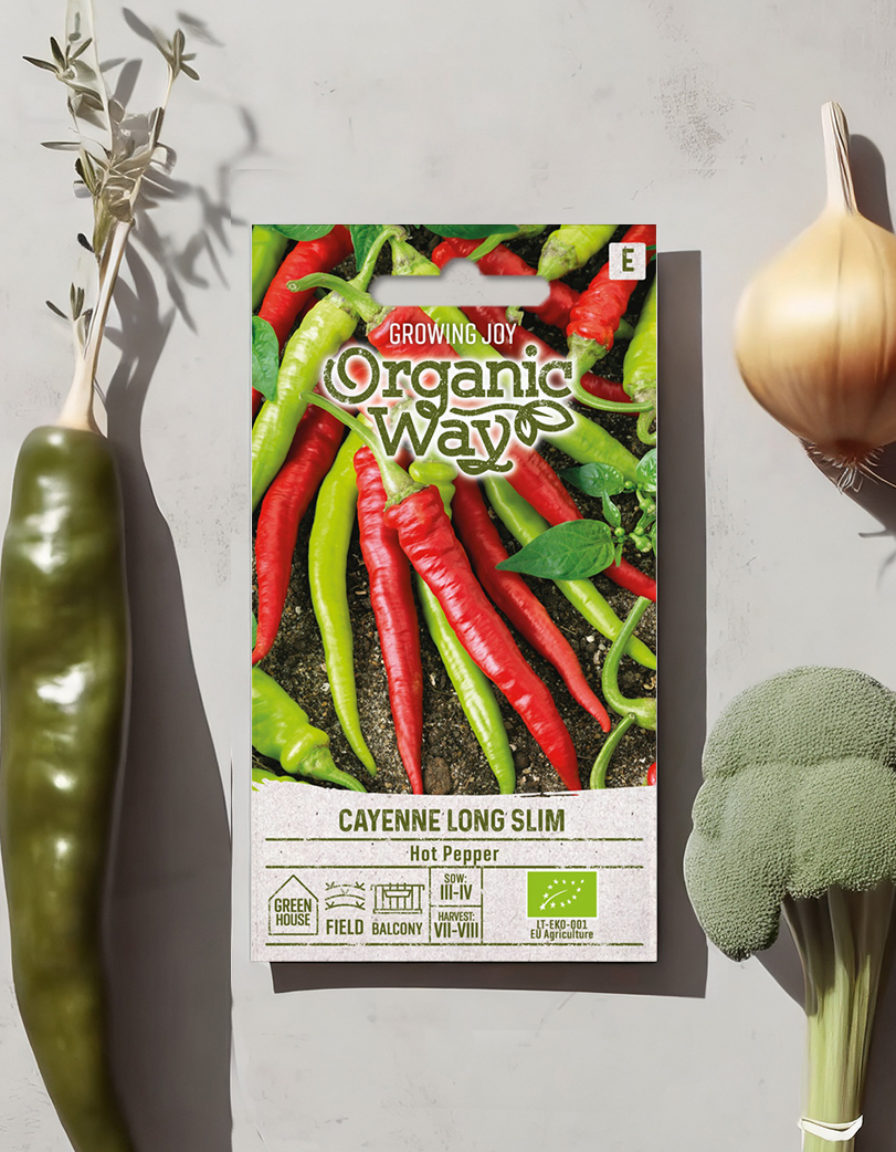 Tšillipipra orgaanilised seemned 'Cayenne Long Slim'